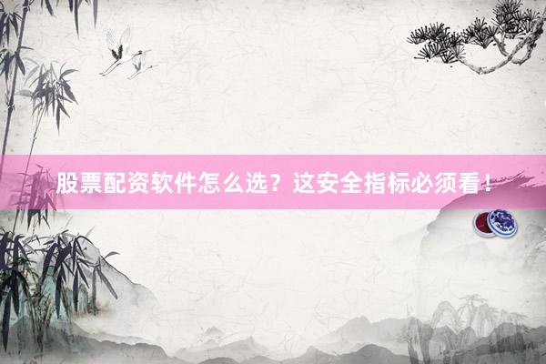 股票配资软件怎么选？这安全指标必须看！