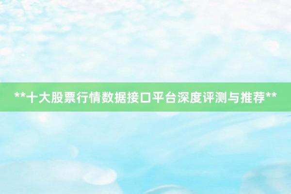 **十大股票行情数据接口平台深度评测与推荐**