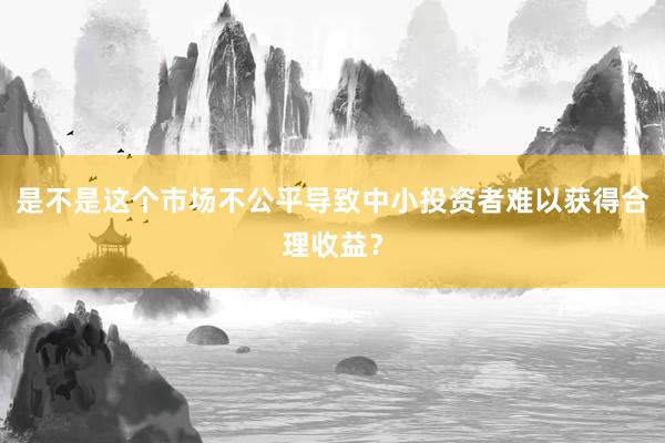 是不是这个市场不公平导致中小投资者难以获得合理收益？