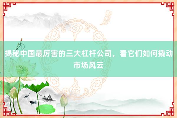 揭秘中国最厉害的三大杠杆公司，看它们如何撬动市场风云