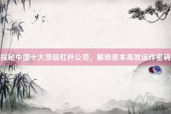 探秘中国十大顶级杠杆公司，解锁资本高效运作密码