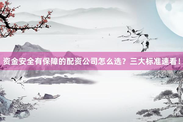 资金安全有保障的配资公司怎么选？三大标准速看！