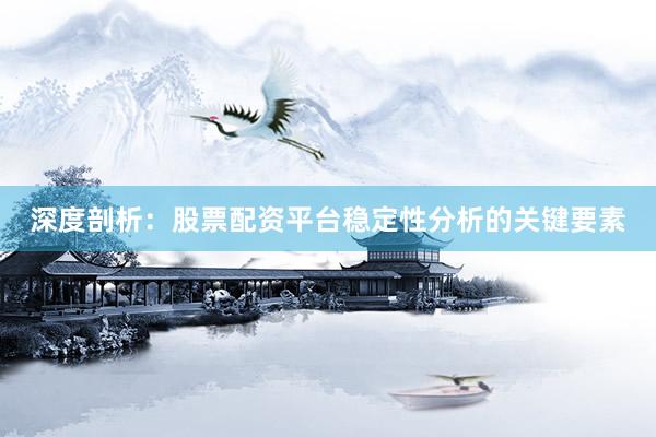 深度剖析：股票配资平台稳定性分析的关键要素