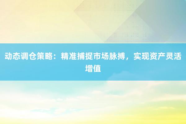 动态调仓策略：精准捕捉市场脉搏，实现资产灵活增值