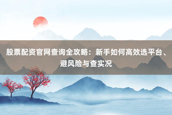 股票配资官网查询全攻略：新手如何高效选平台、避风险与查实况