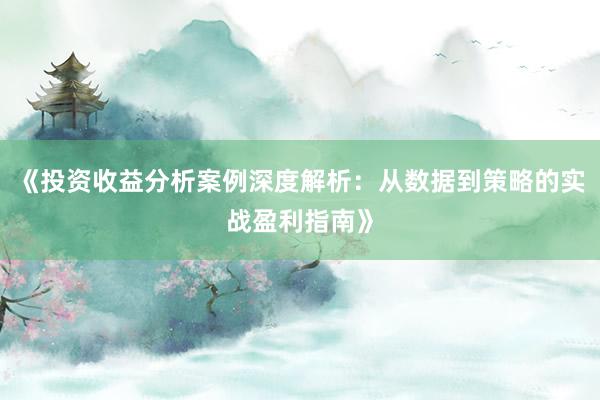 《投资收益分析案例深度解析：从数据到策略的实战盈利指南》