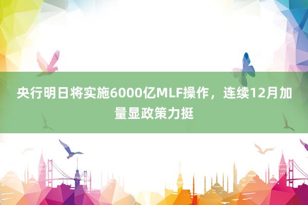 央行明日将实施6000亿MLF操作，连续12月加量显政策力挺