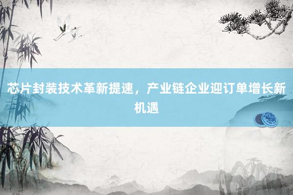 芯片封装技术革新提速,产业链企业迎订单增长新机遇